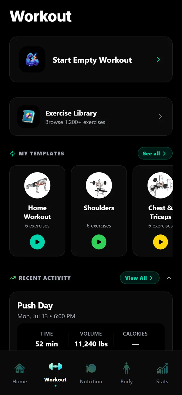 Workout templates